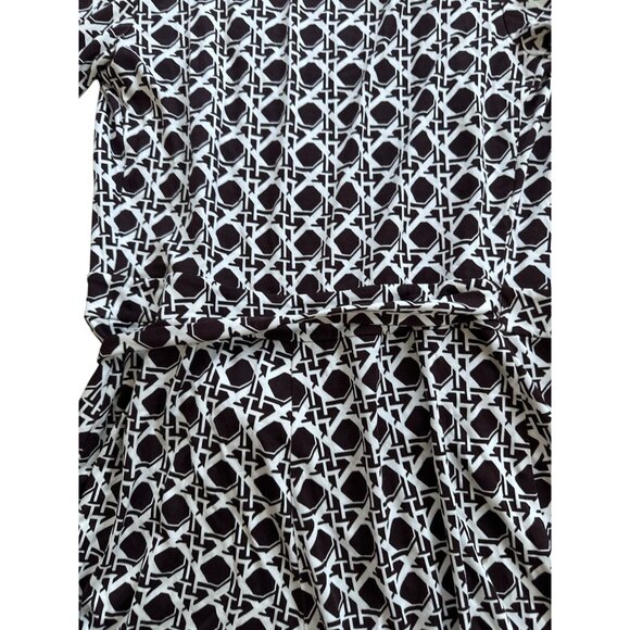 DVF DIANE VON FURSTENBERG Brown Basket Weave Print Wrap Romper Size 6 - Picture 6 of 13